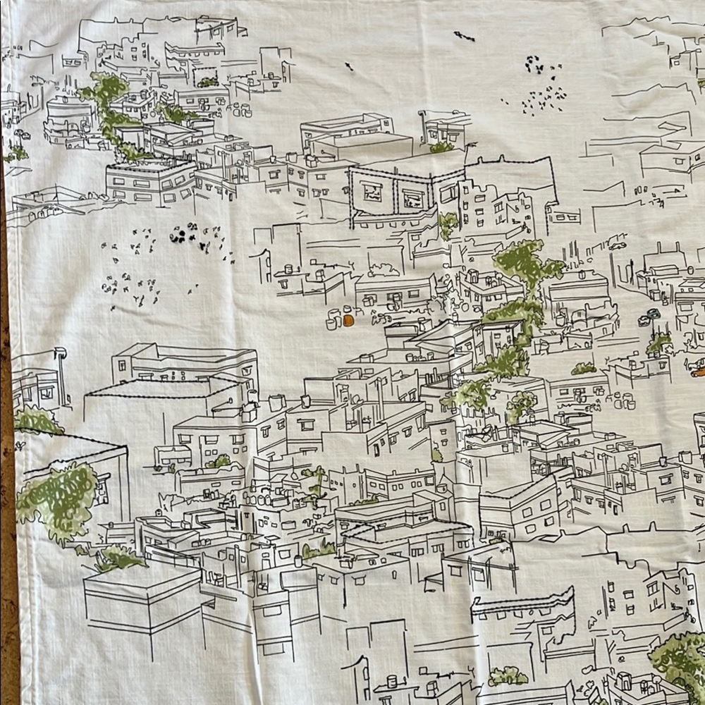 IKEA LOKALT Amman City White Cotton Linen Throw Blanket Embroidery Block Print - Picture 5 of 10